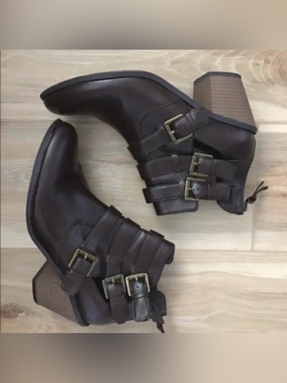 G by Guess - Brown Faux Leather Cutout Ankle Booties, Size 9.5